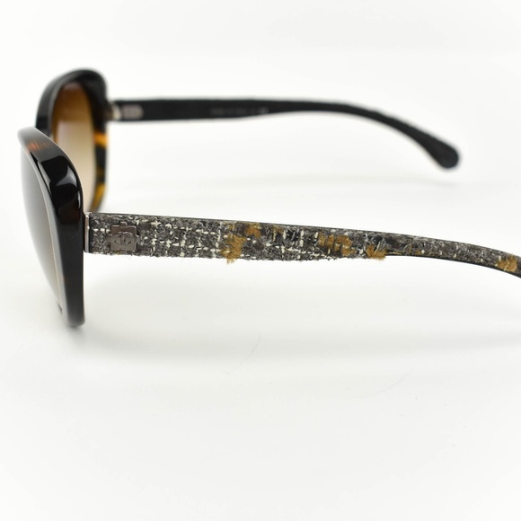 CHANEL: Tortoise Brown, Tweed & CC Sunglasses (ct) - Picture 2 of 8